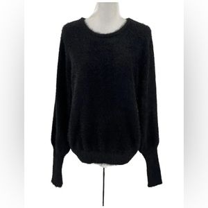 Callahan Knitwear Black Fuzzy Long Sleeve Sweater 🦋